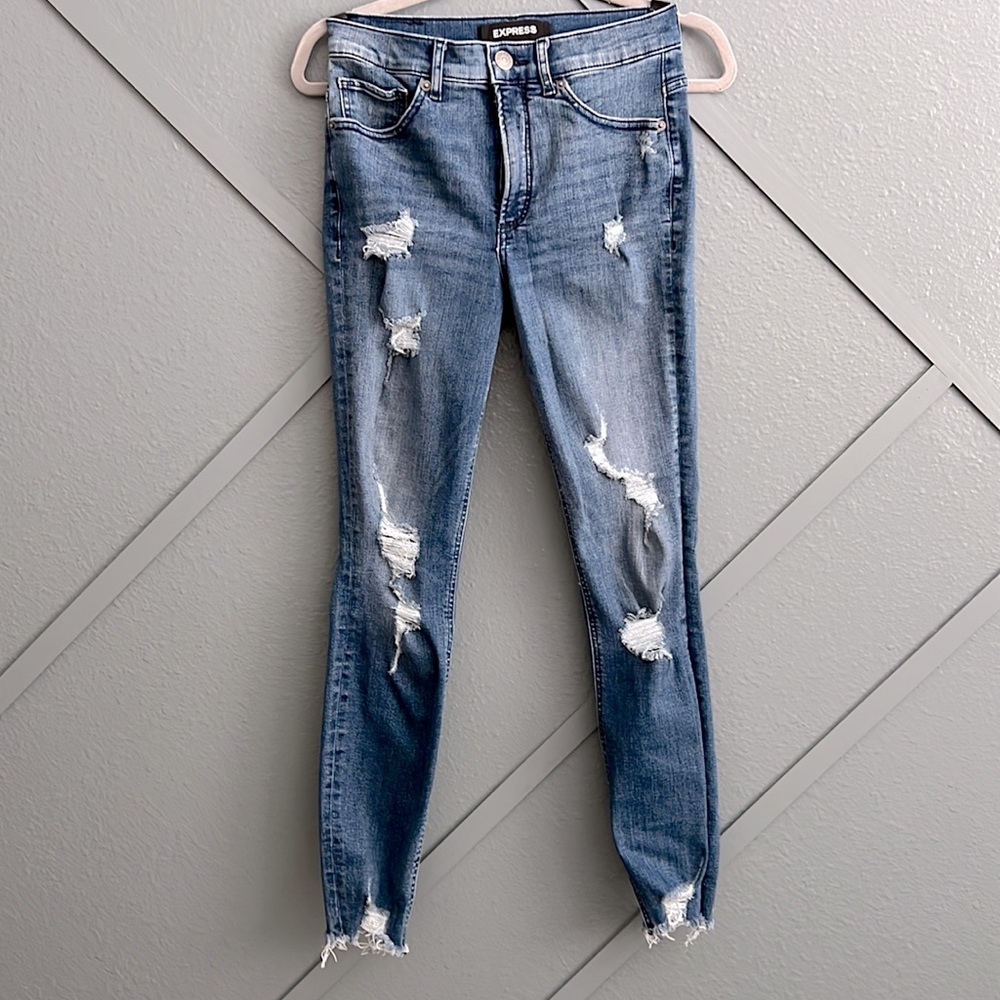 Express Denim StretchX size 4R distressed skinny